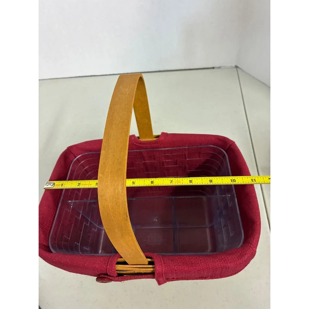 Longaberger 2009 Handmade‎ Basket with Burgundy Liner and Divided Protector USA